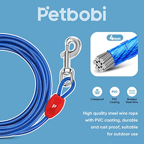 Petbobi 30ft Tie Out Cable for Dog with Durable Spring and Metal Swivel