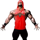 G.S Men's Bodybuilding Stringer Hoodie Logo Print Workout Fitness Gym Tank Top