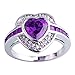 Emsione 925 Sterling Silver Plated Created Heart Amethyst Halo Womens Ring