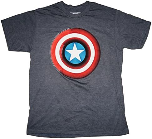 Marvel Men's Captain America Shield Shirt (2XL, Lines (H.Navy))