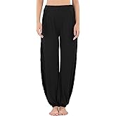 Hoerev Women's Soft Slit Leg Pants Harem Dance Yoga Pilates Pants