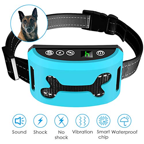 GODCRYSTAL Bark Collar, New 2019 Rechargeable Anti bark Collar Waterproof | Shock Sensitivity Level 1-7 | Harmless & Humane for Small, Medium, Large Dogs All Breeds