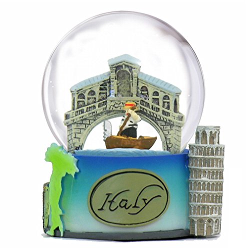 Italy Snow Globe of Rome, Pisa and Venice. (3.5 Inches Tall), 65mm Italy snow globe