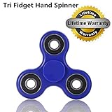 KAMII Tri Fidget Hand Spinner - Fidget Work Ultra Fast Bearing Good for ADHD EDC Focus Toy for Killing Time (Blue)