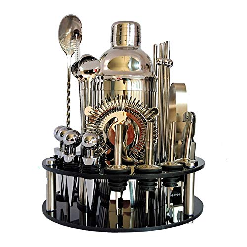 Cocktail-Barkeeper-Set, Barkeeper-Set, Cocktail-Shaker, 30-teiliges Set, drehbare Halterung, Heim-DIY-Anzug für…
