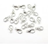 50 PCS Lobster Clasp Claw Swivel Clasps Beads Spacers Jewelry Making Findings Hooks Ends Necklace Bracelet Connector Fastener Accessories (Silver, 14mm)