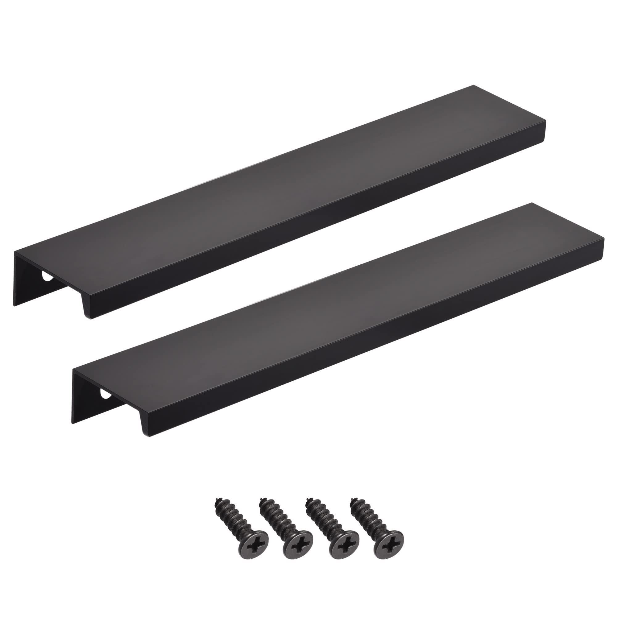 sourcing map Edge Pull Handle 200mm/7.9 Inch Aluminum Alloy Cabinet Drawer Pull Black 2 Pcs