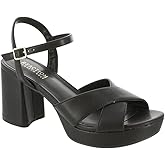 Kenneth Cole REACTION Women's Reeva Platform Heeled Sandal, Black 1, 5.5