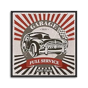 Framed Canvas Wall Art for Living Room, Bedroom Vintage Garage Canvas Prints for Home Decoration Ready to Hanging - 16x16 inches