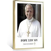 Framed Pope Leo XlV Poster Classic Portrait Christ Art Print，Religious Figure Painting For Church/Prayer Room Pray bless （Gold-7 8