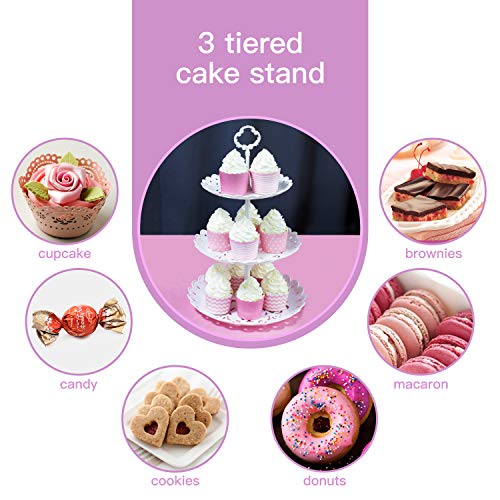 Imillet Two Pack of Three Tier Cake Stand Fruit Plate Plastic Stand of White for Cakes Desserts Fruits Dried Fruit Candy Buffet Stand for Wedding Home Holiday Birthday Party (big)