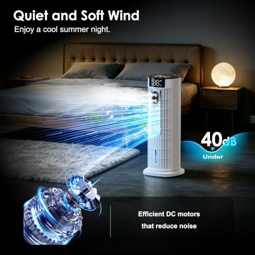 Portable Air Conditioners, 4 in 1 Evaporative Air Cooler, 1000ML Tower Fan with Remote, 3 Wind Speeds&Turbo Mode, 2 Mist,10H Timer, 90° Oscillation Portable AC for Home, Office CoamoTrail (Beige)