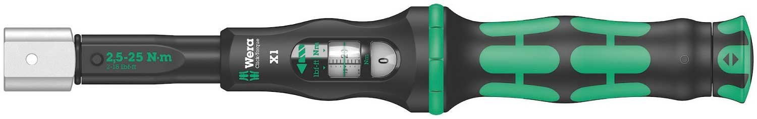 Wera 05075651001 Click Torque X 1 Adjustable Torque Wrench for Insert Tools, Black/Green, 9 x 12 mm