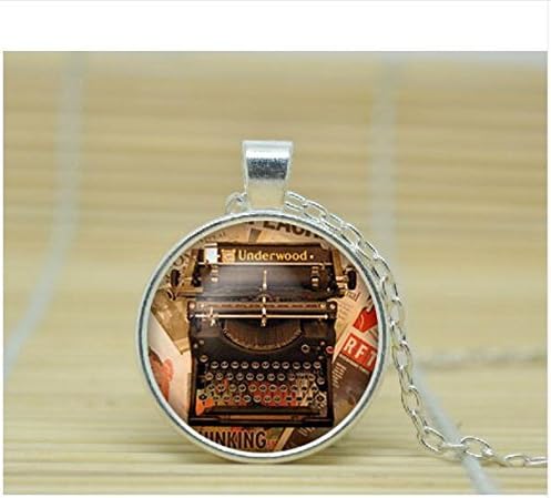TYPEWRITER PENDANT typewriter jewelry typewriter Necklace Glass Cabochon Necklace (2)