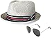 Epoch Men's Summer Lightweight Linen Fedora Hat with Aviator Sunglasses, SM, Grey