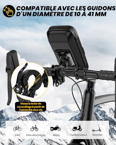 Support Telephone Velo Moto avec Sacoches pour Smartphone de 5,5″–7″
