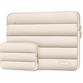 MOSISO 9-11 inch Tablet Sleeve Case for iPad A16 2025, iPad Air 11 inch M3 M2, iPad Pro 11 M4, iPad 10/9/8/7th, Galaxy Tab A9+/S9/S8/Plus 11, Puffy Horizontal Bag with Small Case, Sand