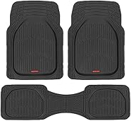 Motor Trend FlexTough Floor Mats for Cars, Black Deep Dish All-Weather Car Mats, Waterproof Trim-To Fit Automo