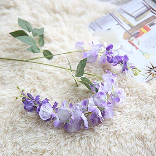 Gotian 39Inch Artificial Silk Wisteria Fake Garden Hanging Flower Plant Vine Wedding Decor Ideal for Festivals Parties Home Gardens Fencing Floral Tributes Sheds Decorations (Purple) - Thumbnail 5