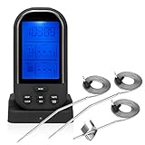 Digital Meat Thermometer, Morgofun Wireless Remote Digital Cooking Food Meat Thermometer for Smoker Oven Kitchen BBQ Grill Thermometer Instant Read with Timer Alert, 3 Stainless Steel Probes - UPGRADE