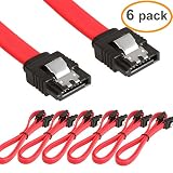 LINESO 6 Pack Straight SATA III Cable 6.0 Gbps 18 Inches (red)
