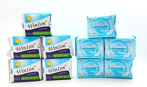 Winalite Winion - Pack of 5 Anion Regular Day Use Sanitary Napkin + 5 Pack Prettiee Negative Ion Day Use Energy Sanitary Menstrual Pad With Wing