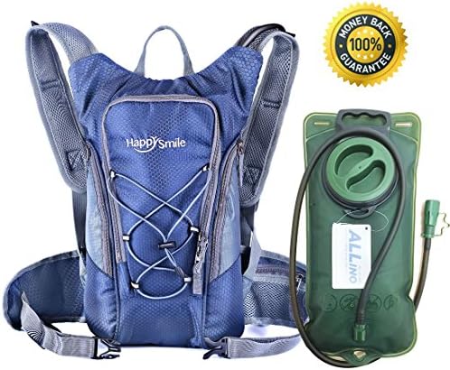 Hydration Pack with 2L Backpack hydration Bladder From HappySmile, Great Waterproof Cycling Hiking Climbing Hydration Backpack for Man Woman Kids (navy-blue)