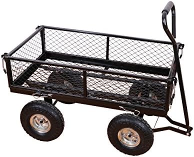 Yardeen LOCLAGUNA Steel Wagon Cart Heavy Duty Outdoor Large Garden Trolley Load Capacity 400LB Color Black
