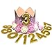 POSAPET Crown Dog Birthday Hat Girl Reusable Doggie Birthday Party Hat with Numbers Puppy Birthday Crown Hats for Dogs Cats Kitten Headband Hats Pink