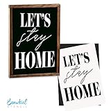 Letâ€™s Stay Home Sign Stencil | Perfect for Painting On Wood, DIY French Country Home Decor Calligraphy Signs, Rustic Decor for Farmhouse, Fixer Upper, Joanna Gaines, Magnolia Style