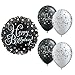 Happy Birthday Black, Gold and Silver Balloon Bundle