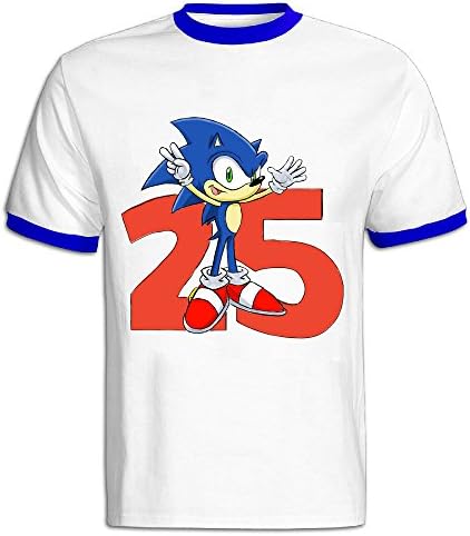 CHALZ Men's Sonic The Hedgehog 25th Anniversary Cotton T-Shirt L RoyalBlue