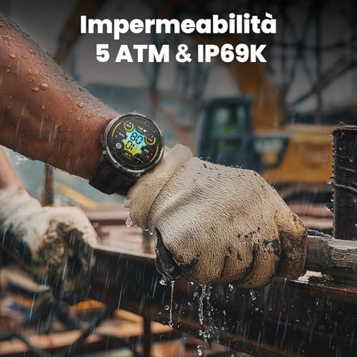KOSPET Tank T4C Smartwatch with GPS, Full Metal Body, LED Flashlight, 50 Day Battery, Health Monitor 24/7.5ATM/IP69K, 170+ Sports Modes, 1.5 Inch Screen, Android & iOS Black