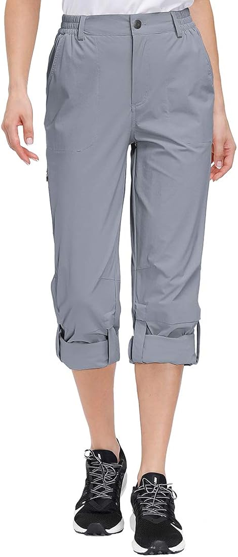 Libin Women's Hiking Pants Lightweight Quick Dry Convertible Roll Up Outdoor Capri Pants, UPF 50, Stretch, Water Resistant: Clothing