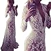 Fedi Apparel Lace Beach Sundress Sexy Deep-V Long Sleeve See-Through Maxi Dress White Asian XL