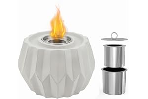 ONLYFIRE OUTDOOR LIVING Onlyfire Smokeless Tabletop Fire Pit 8", Mini Portable Concrete Ethanol Fireplace, Small Concrete Fire Bowl for Indoor and Outdoor Use, Bio Ethanol Fuel Table Fire Place, Great Gifts