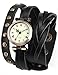 AMPM24 Women's Lady Wrap Around Quartz Watch Bracelet Black PU Leather WAA340