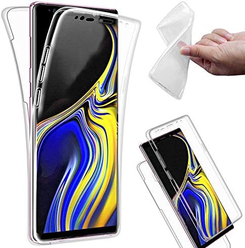 TheTransporter Slim 360 degree Protective Shockproof Front and Back Full Body TPU Silicone Gel Case Cover For Samsung Galaxy Note 9 Clear