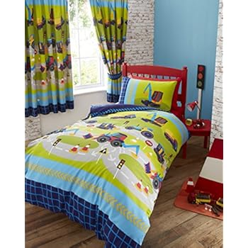 Amazon.com: Childrens boys diggers truck duvet cover bed
