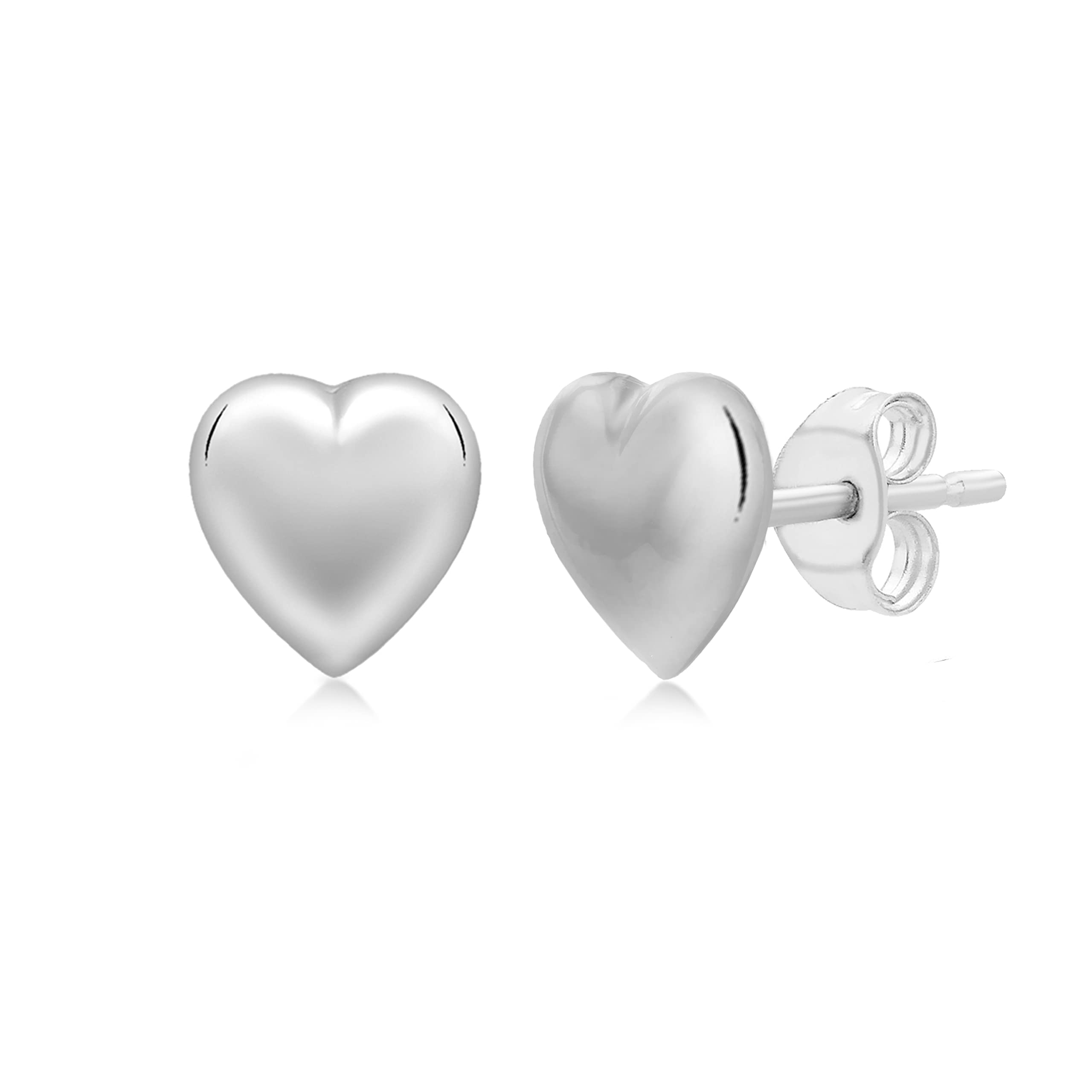 CARISSIMA Children's 9 ct White Gold 6.9 x 7.2 mm Puffed Heart Stud Earrings