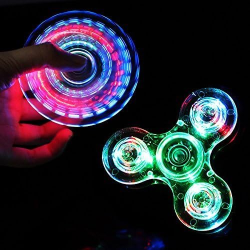 Fidget Spinner, RUVINCE Tri-Spinner Fidget Toy New Style Fidget Hand Spinner EDC Focus Anxiety Stress Relief Toy (LED-Clear)