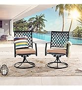 LOKATSE HOME Outdoor Patio Dinning Swivel Chairs Rocker Set of 2 Metal for Garden Backyard Furnit...