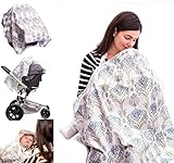 Nursing Cover Breastfeeding for Mom– Multi-Use Cover For Nursing – Spacious & Comfortable Baby Carseat Canopy, Stroller, Nursing Apron for Breastfeeding – Lightweight Breathable 100% Cotton