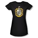 Warner Bros. Women's Harry Potter Hufflepuff Color Crest Juniors T-Shirt X-Large Black