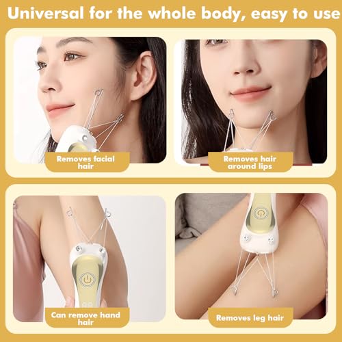 Electric Hair Remover for Women Facial Cotton Thread Hair Remover Electric Cotton Thread Hair Remover Facial Hair Removal for Arms and Legs Gold