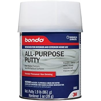 Bondo All-Purpose Putty, Designed for Interior and Exterior Home Use, Paintable, Permanent, Non-Shrinking, 1 Quart