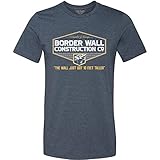 GunShowTees Men’s Donald Trump Border Wall Construction Company T-Shirt, Large, Navy