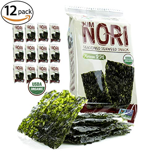 Kimnori Seasoned Organic Seaweed Snack, Korean BBQ, 12-pack