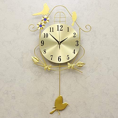 SMAQZ Wall Clock-Living Room Creative Fashion Nordic Decoration Home Quartz Clock Golden Bird Model 20 Inches