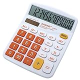 Civetta Office Desktop Calculator 12 Digits Large Plastic Buttons Dual Power Solar Electronic Calculator(Orange)